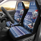Australia Christmas In July Car Seat Cover Koala Santa Skiing Blue Color