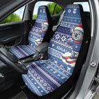 Australia Christmas In July Car Seat Cover Koala Santa Skiing Blue Color