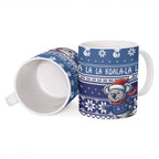 Australia Christmas In July Ceramic Mug Koala Santa Skiing Blue Color