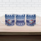 Australia Christmas In July Ceramic Mug Koala Santa Skiing Blue Color