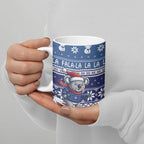 Australia Christmas In July Ceramic Mug Koala Santa Skiing Blue Color