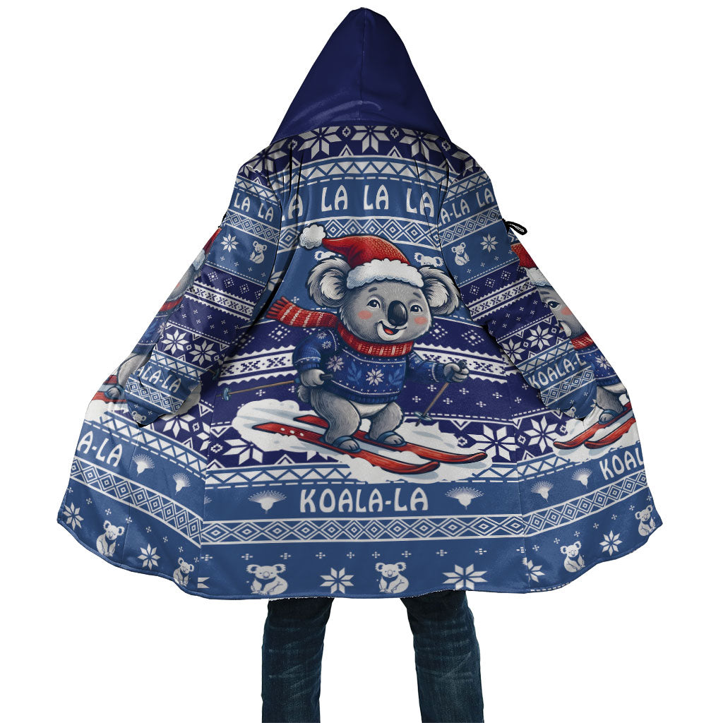 Australia Christmas In July Cloak Koala Santa Skiing Blue Color