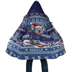 Australia Christmas In July Cloak Koala Santa Skiing Blue Color