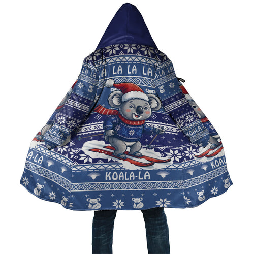 Australia Christmas In July Cloak Koala Santa Skiing Blue Color