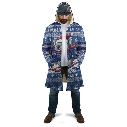Australia Christmas In July Cloak Koala Santa Skiing Blue Color