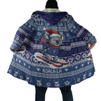 Australia Christmas In July Cloak Koala Santa Skiing Blue Color