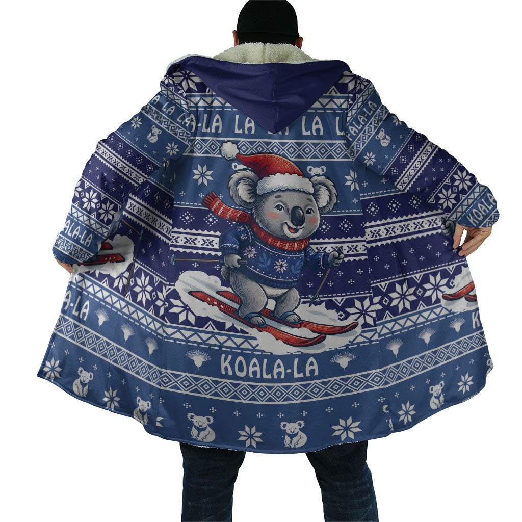 Australia Christmas In July Cloak Koala Santa Skiing Blue Color