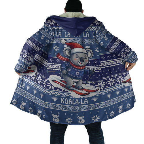 Australia Christmas In July Cloak Koala Santa Skiing Blue Color