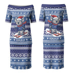 Australia Christmas In July Couples Matching Puletasi and Hawaiian Shirt Koala Santa Skiing Blue Color LT22