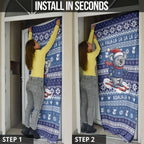Australia Christmas In July Door Cover Koala Santa Skiing Blue Color
