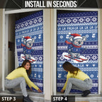 Australia Christmas In July Door Cover Koala Santa Skiing Blue Color
