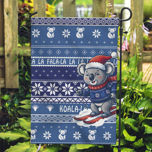Australia Christmas In July Garden Flag Koala Santa Skiing Blue Color