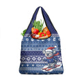 Australia Christmas In July Grocery Bag Koala Santa Skiing Blue Color