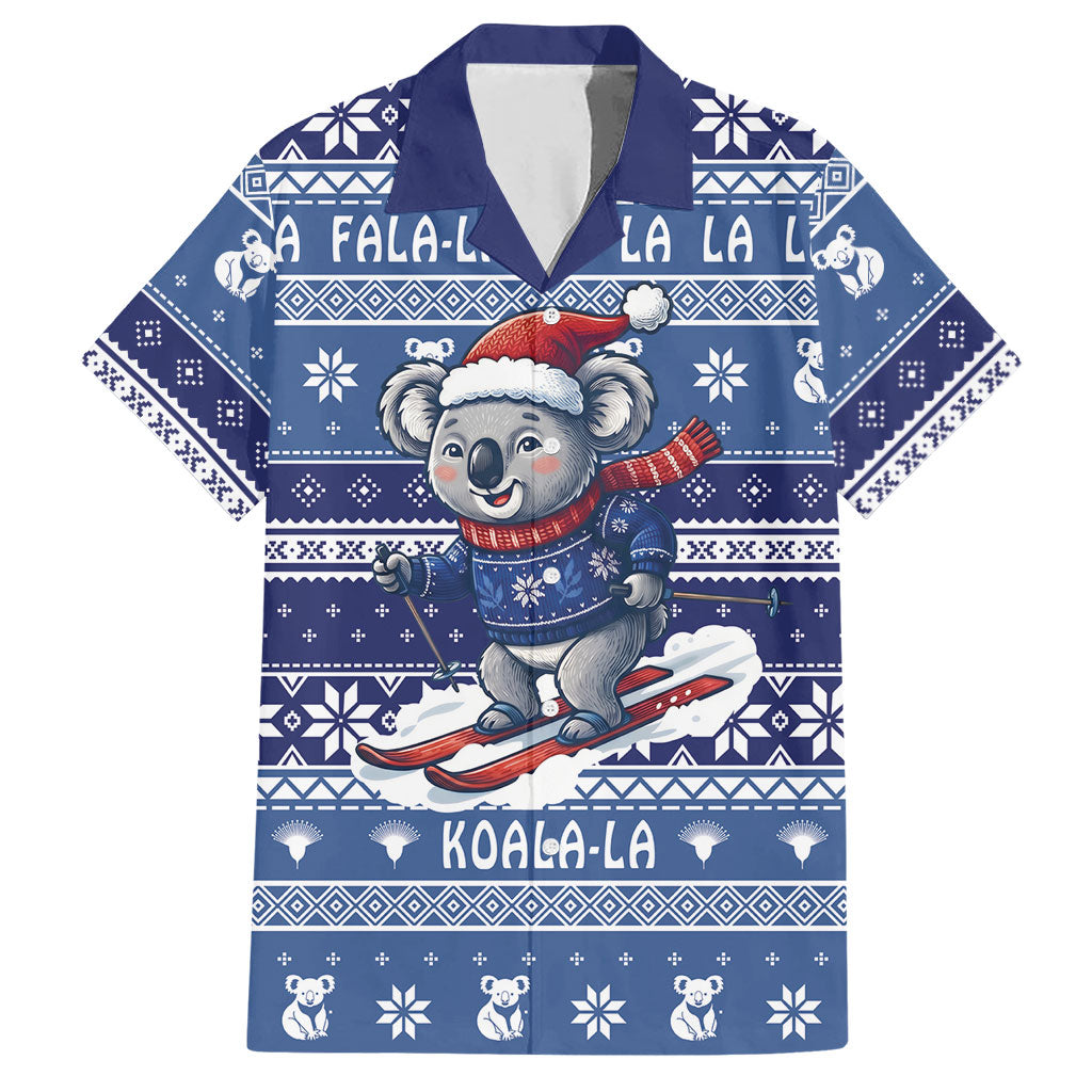Australia Christmas In July Hawaiian Shirt Koala Santa Skiing Blue Color