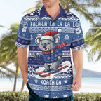 Australia Christmas In July Hawaiian Shirt Koala Santa Skiing Blue Color