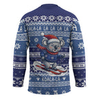 Australia Christmas In July Hockey Jersey Koala Santa Skiing Blue Color
