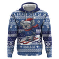 Australia Christmas In July Hoodie Koala Santa Skiing Blue Color
