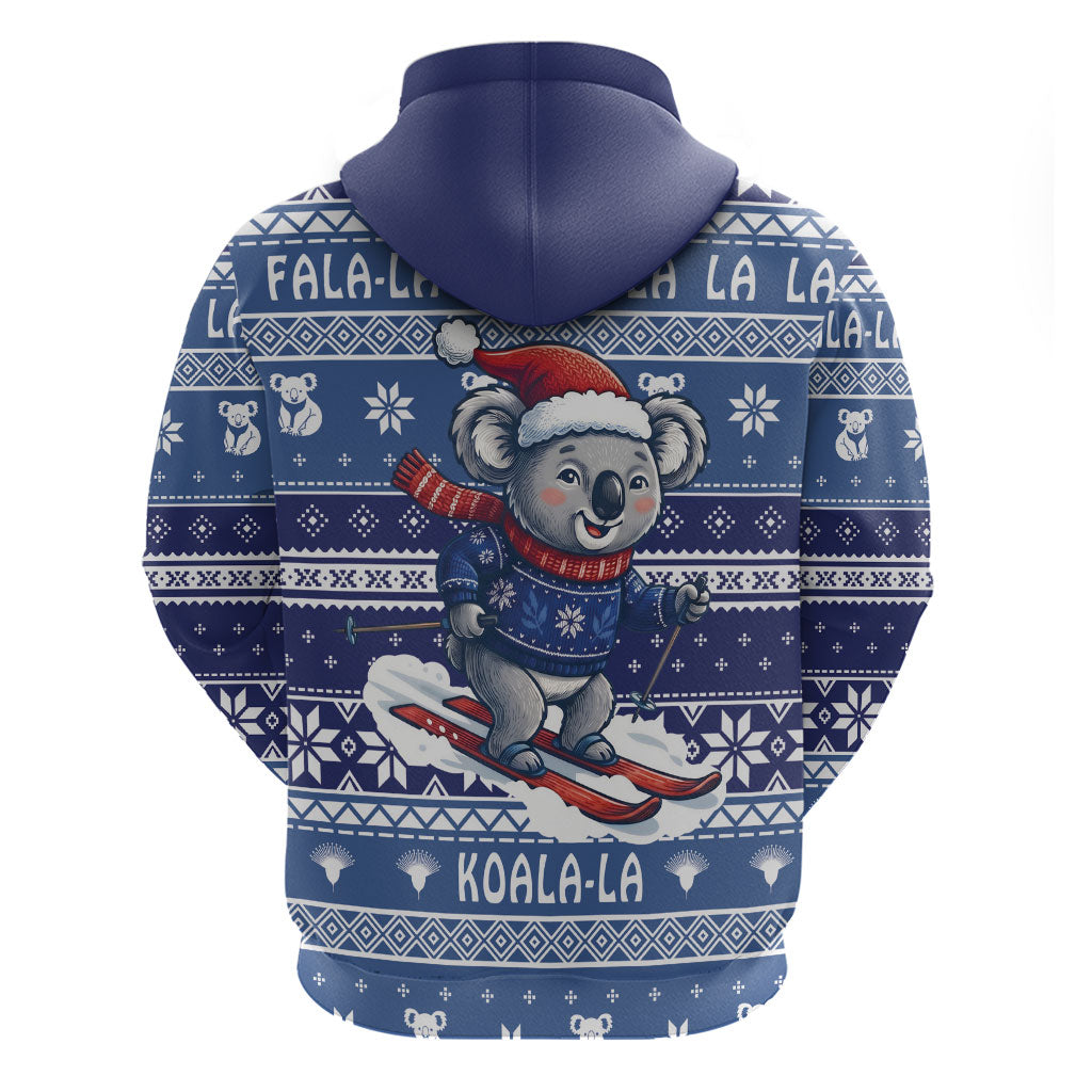 Australia Christmas In July Hoodie Koala Santa Skiing Blue Color