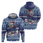 Australia Christmas In July Hoodie Koala Santa Skiing Blue Color