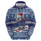 Australia Christmas In July Hoodie Koala Santa Skiing Blue Color