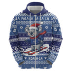 Australia Christmas In July Hoodie Koala Santa Skiing Blue Color