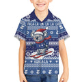 Australia Christmas In July Kid Hawaiian Shirt Koala Santa Skiing Blue Color