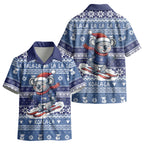 Australia Christmas In July Kid Hawaiian Shirt Koala Santa Skiing Blue Color LT22