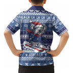 Australia Christmas In July Kid Hawaiian Shirt Koala Santa Skiing Blue Color LT22