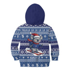 Australia Christmas In July Kid Hoodie Koala Santa Skiing Blue Color