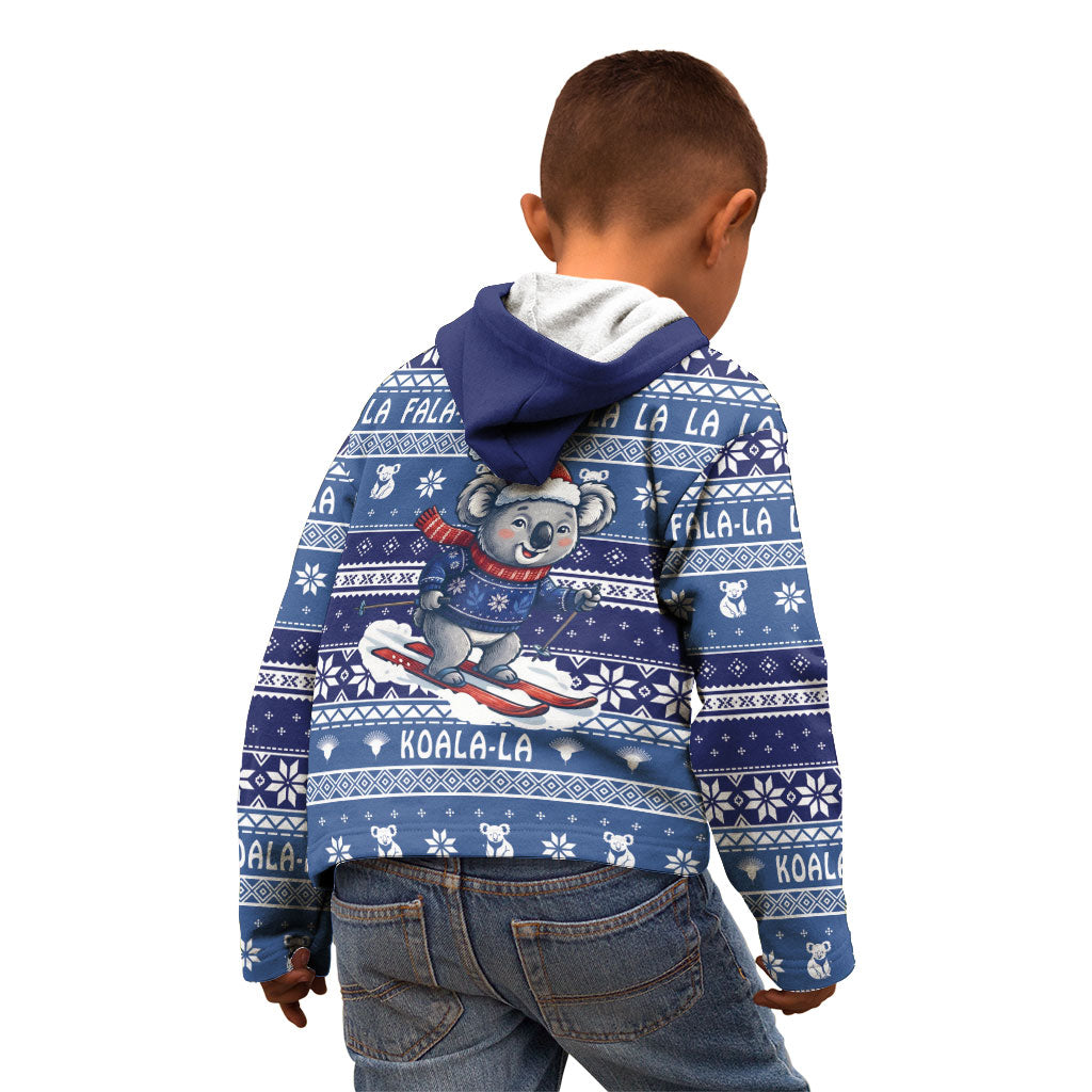 Australia Christmas In July Kid Hoodie Koala Santa Skiing Blue Color