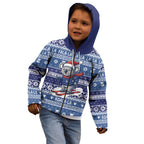 Australia Christmas In July Kid Hoodie Koala Santa Skiing Blue Color