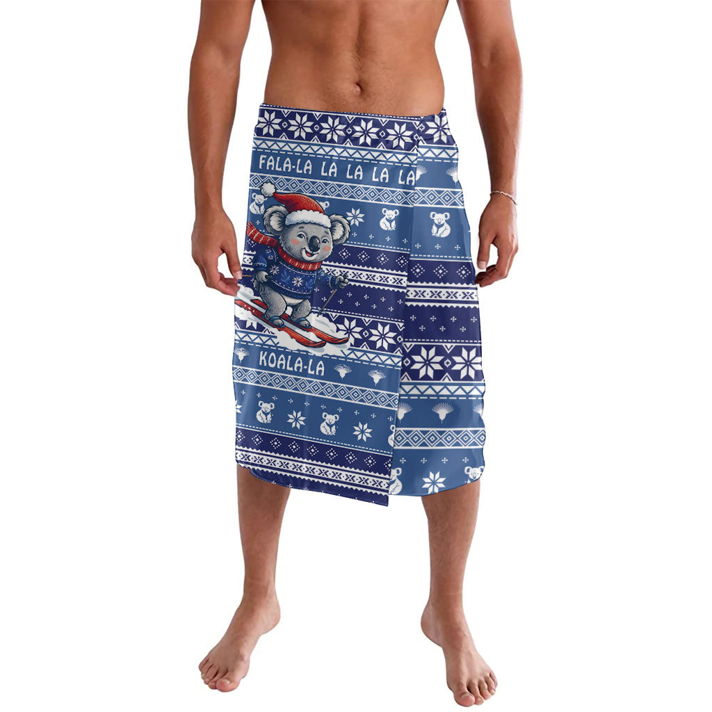 Australia Christmas In July Lavalava Koala Santa Skiing Blue Color