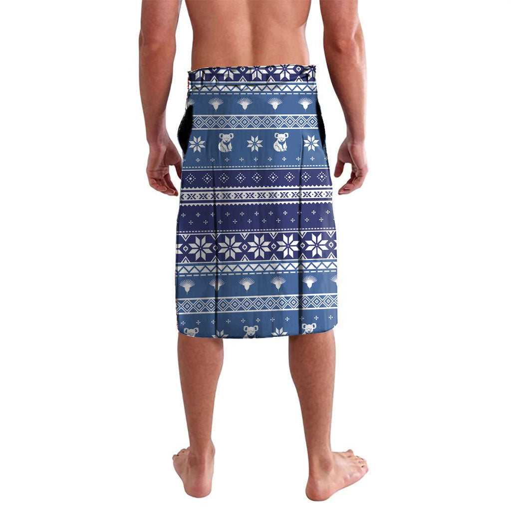 Australia Christmas In July Lavalava Koala Santa Skiing Blue Color
