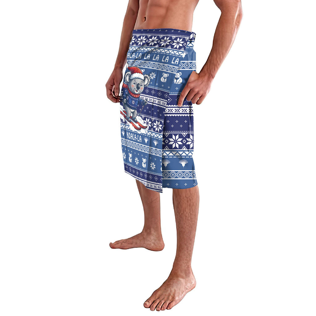 Australia Christmas In July Lavalava Koala Santa Skiing Blue Color