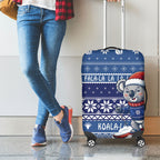 Australia Christmas In July Luggage Cover Koala Santa Skiing Blue Color