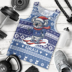 Australia Christmas In July Men Tank Top Koala Santa Skiing Blue Color