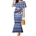 Australia Christmas In July Mermaid Dress Koala Santa Skiing Blue Color