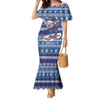 Australia Christmas In July Mermaid Dress Koala Santa Skiing Blue Color