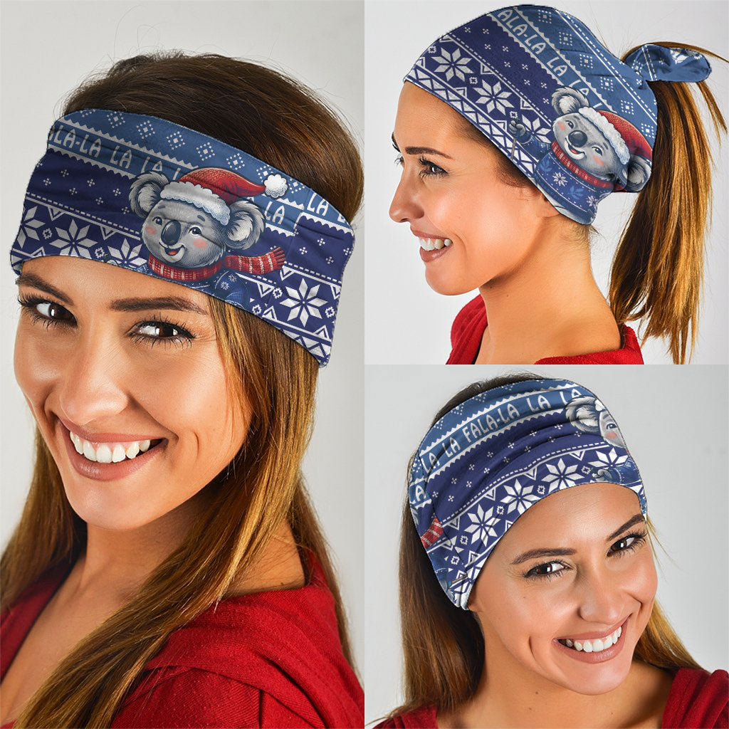 Australia Christmas In July Neck Gaiter Koala Santa Skiing Blue Color