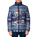 Australia Christmas In July Padded Jacket Koala Santa Skiing Blue Color