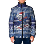 Australia Christmas In July Padded Jacket Koala Santa Skiing Blue Color