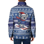 Australia Christmas In July Padded Jacket Koala Santa Skiing Blue Color