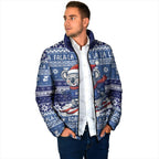 Australia Christmas In July Padded Jacket Koala Santa Skiing Blue Color