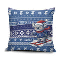 Australia Christmas In July Pillow Cover Koala Santa Skiing Blue Color