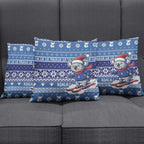 Australia Christmas In July Pillow Cover Koala Santa Skiing Blue Color