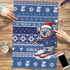 Australia Christmas In July Puzzle Koala Santa Skiing Blue Color