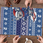 Australia Christmas In July Puzzle Koala Santa Skiing Blue Color