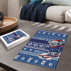 Australia Christmas In July Puzzle Koala Santa Skiing Blue Color