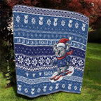 Australia Christmas In July Quilt Koala Santa Skiing Blue Color