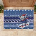 Australia Christmas In July Rubber Doormat Koala Santa Skiing Blue Color